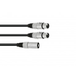 OMNITRONIC Adaptercable XLR(M)/2xXLR(F) 0,5m bk